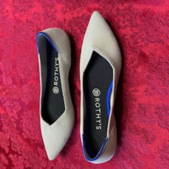 Rothys Point Grey Knit Womens Flats - Picture 2 of 5